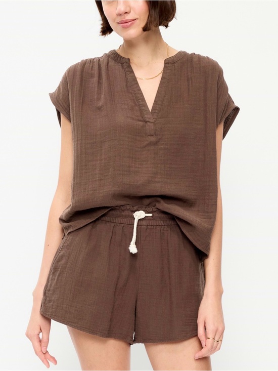 Old Navy Other - Old Navy Relaxed Brown Cotton Gauze Matching set